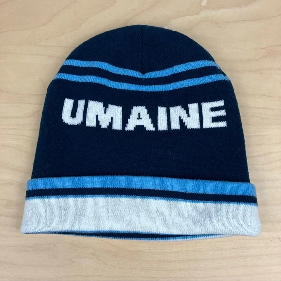 University Of Maine Black Bears UMaine Winter Beanie Hat Blue & White Logo - Picture 1 of 5